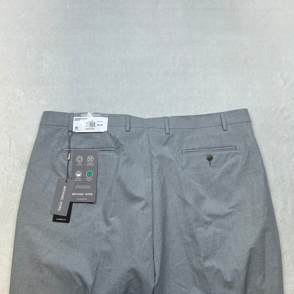 Michael Kors Dress Pants Mens 42x32 Light Gray Classic Fit 4-Way Stretch NEW - Picture 3 of 6
